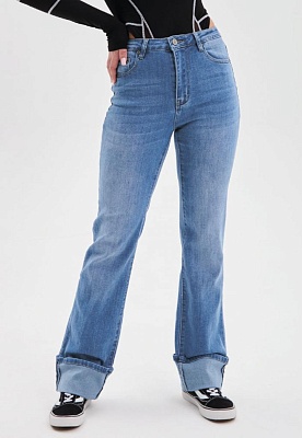 Deborah Jeans - Women Straight high waist jeans - Mid Indigo