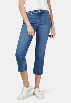 Sara Mid Waist Straight Capri - Mid Indigo