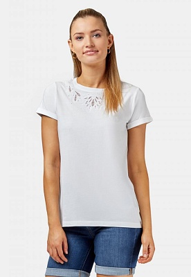 Bella Broderie Tee - White