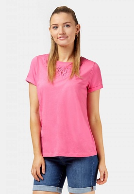 Bella Broderie Tee - Azalea Pink